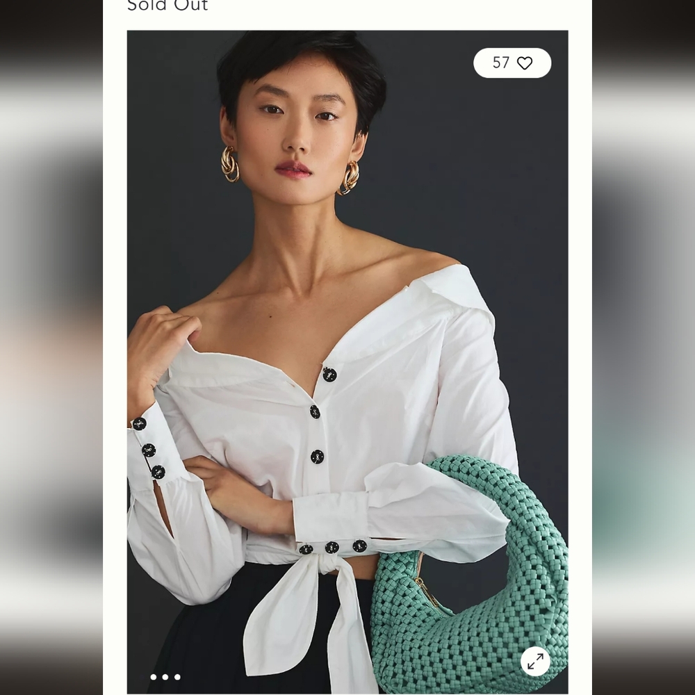 BNWT Maeve Anthropologie size Large cropped tie front blouse